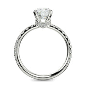 Sylvie Cushion Cut Pave Hidden Halo 4 Prong Claw Set Engagement Ring Setting - Nivetta